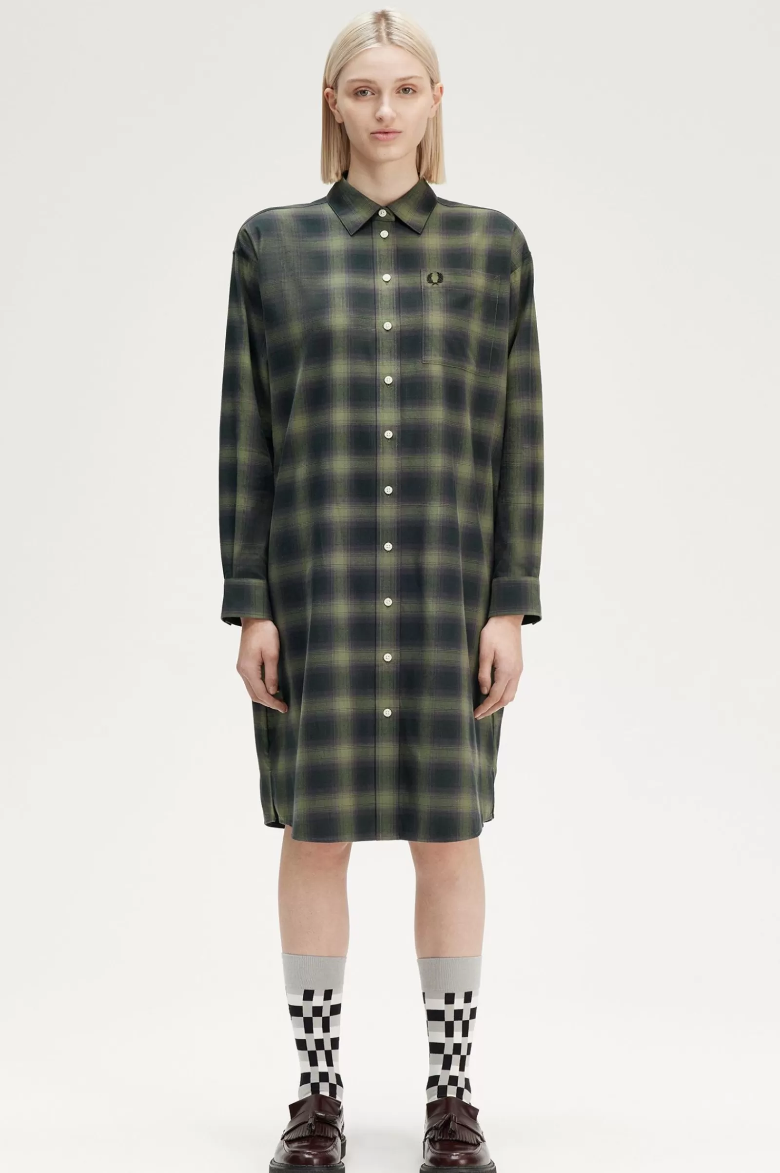 Flash Sale Brushed Check Shirt Dress Women Dresses