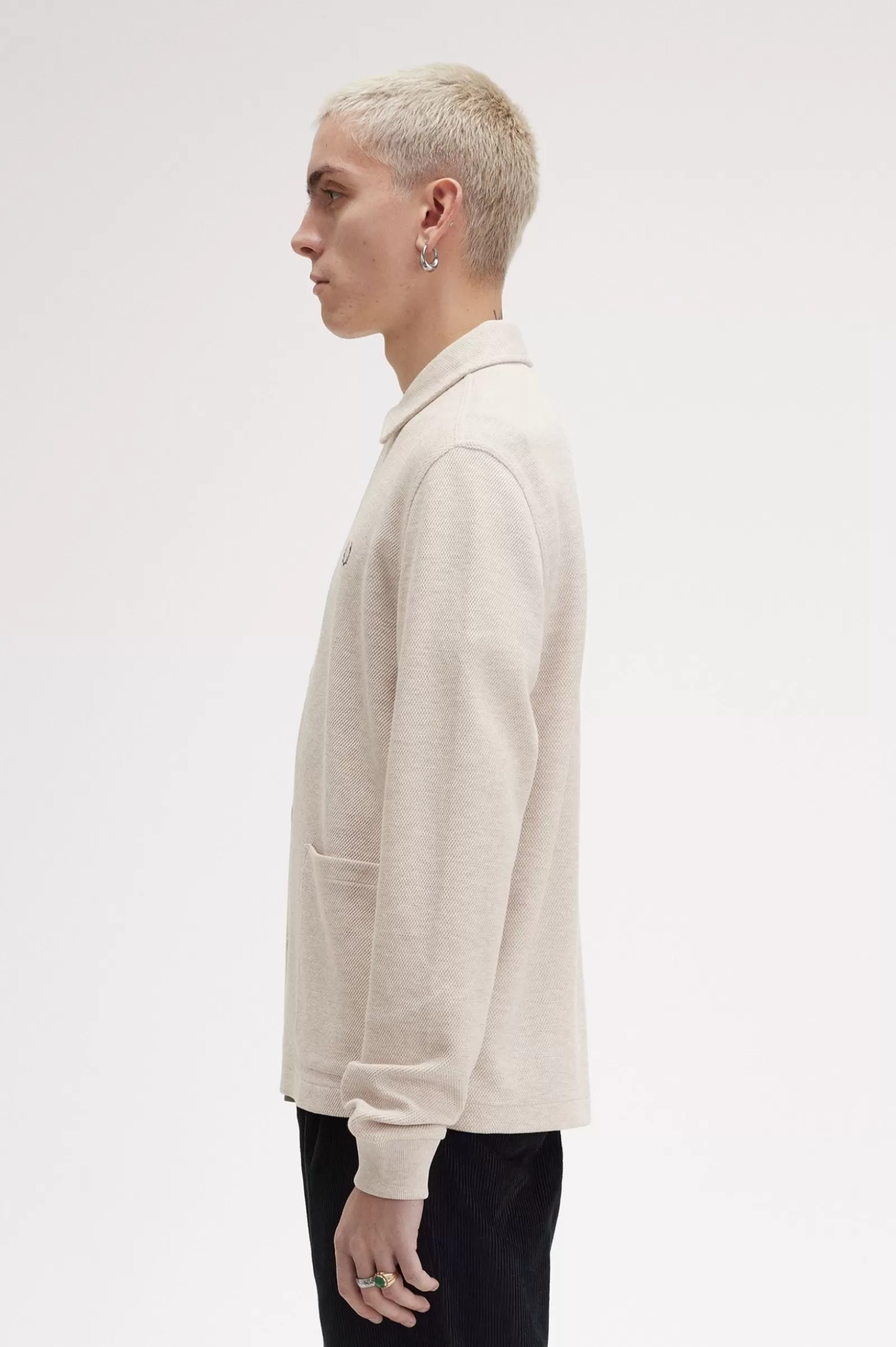Shop Button Through Long Sleeve Polo Shirt Polo Shirts