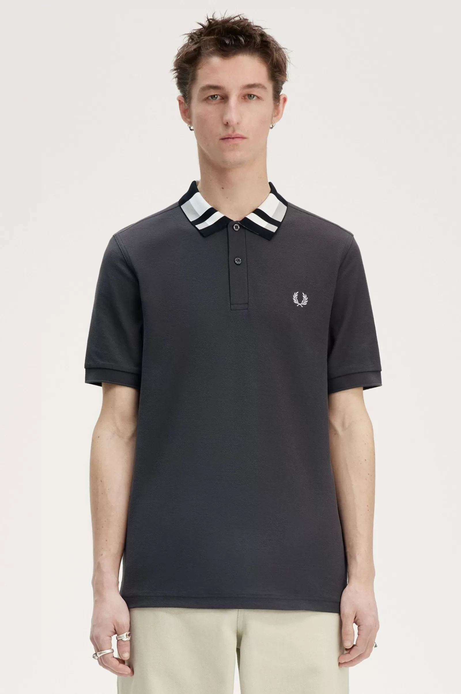 Shop Chequerboard Collar Polo Shirt Polo Shirts