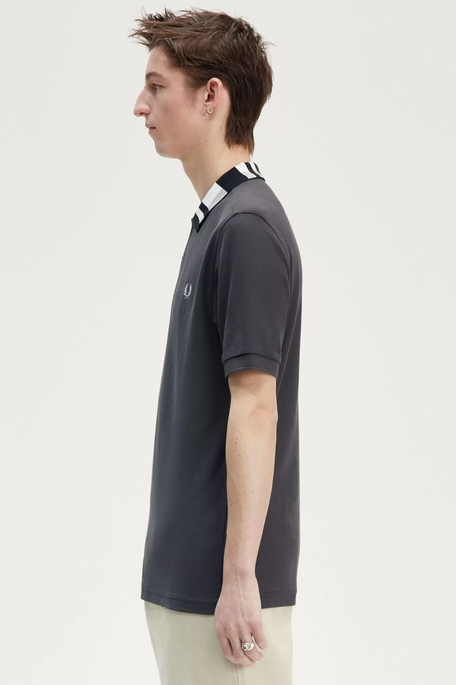 Shop Chequerboard Collar Polo Shirt Polo Shirts