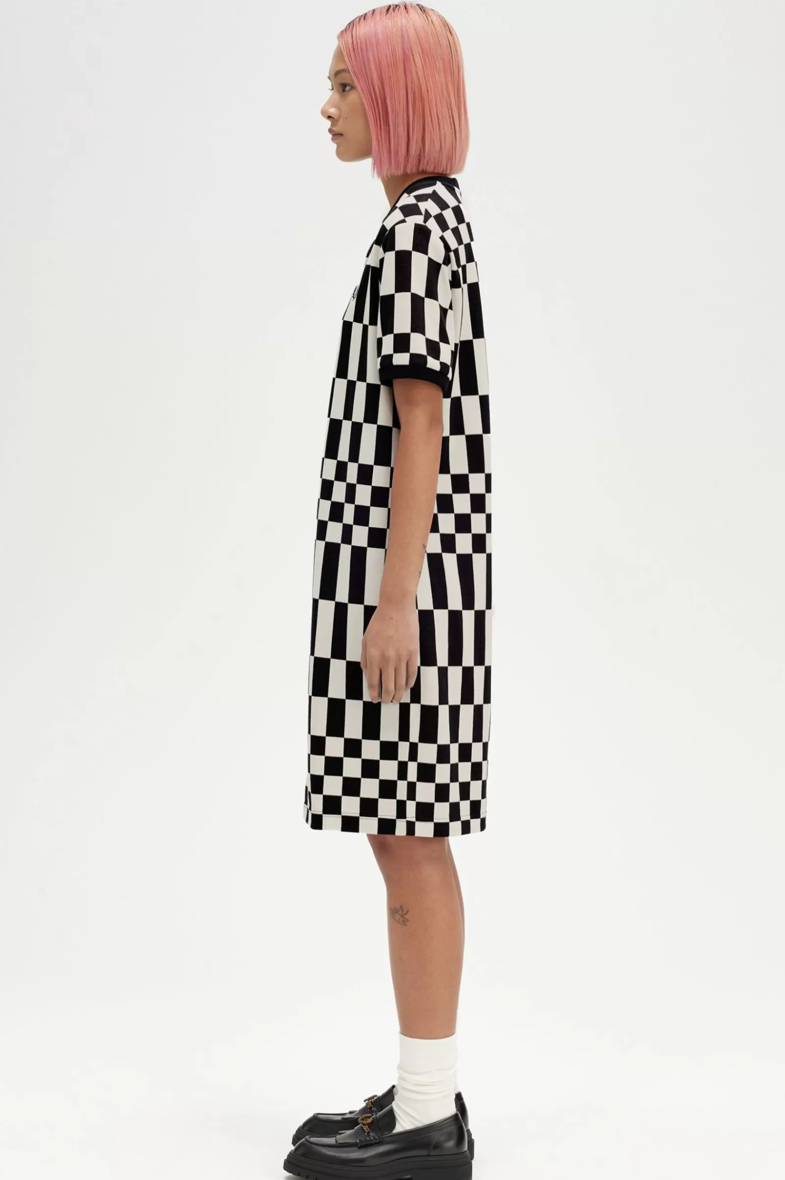 Outlet Chequerboard Piqué T-Shirt Dress Women Dresses