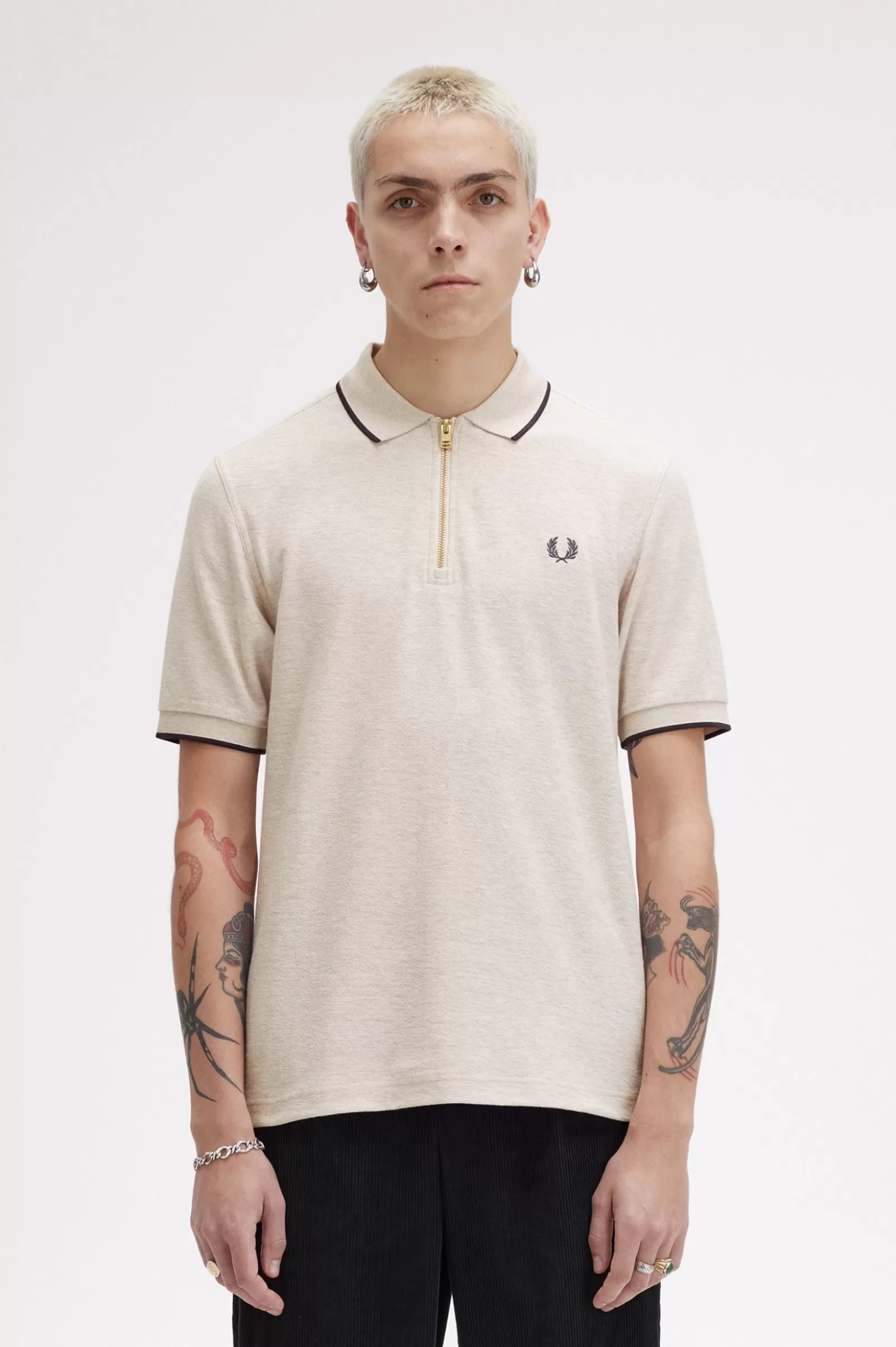 New Crepe Piqué Zip Neck Polo Shirt Polo Shirts