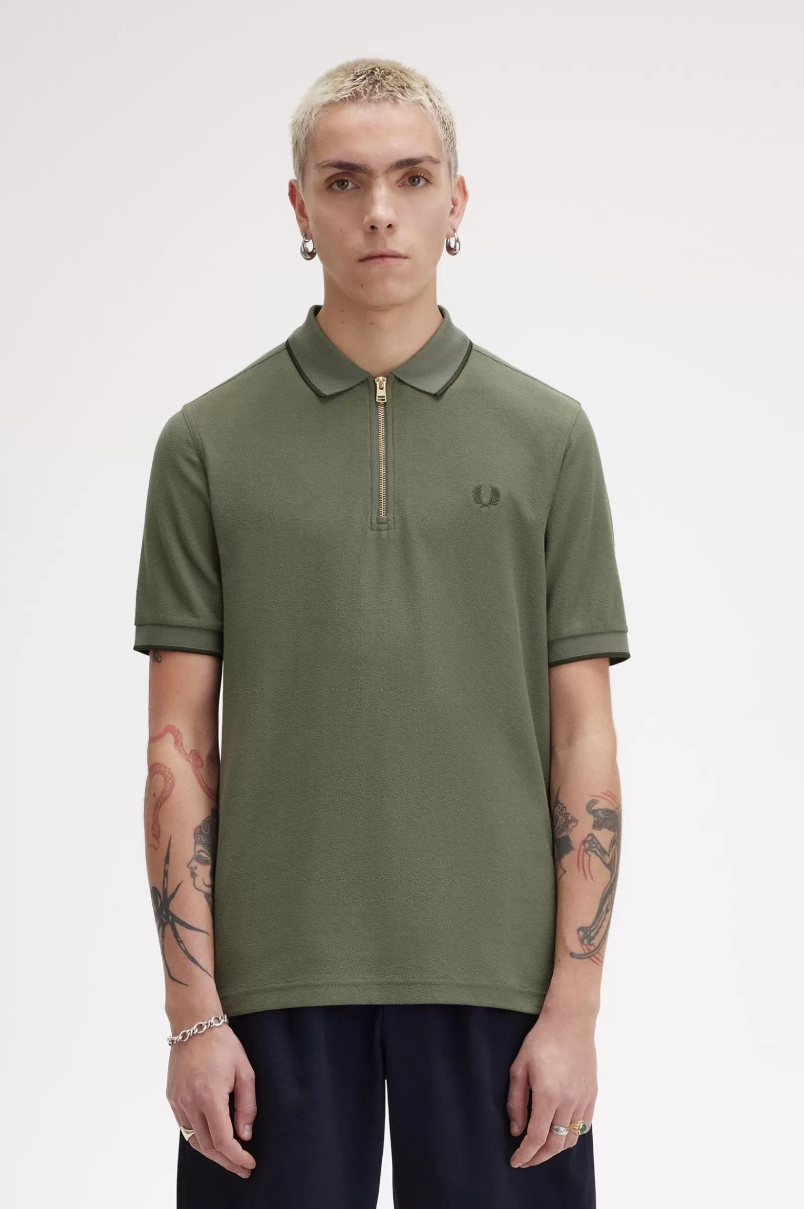Flash Sale Crepe Piqué Zip Neck Polo Shirt Polo Shirts