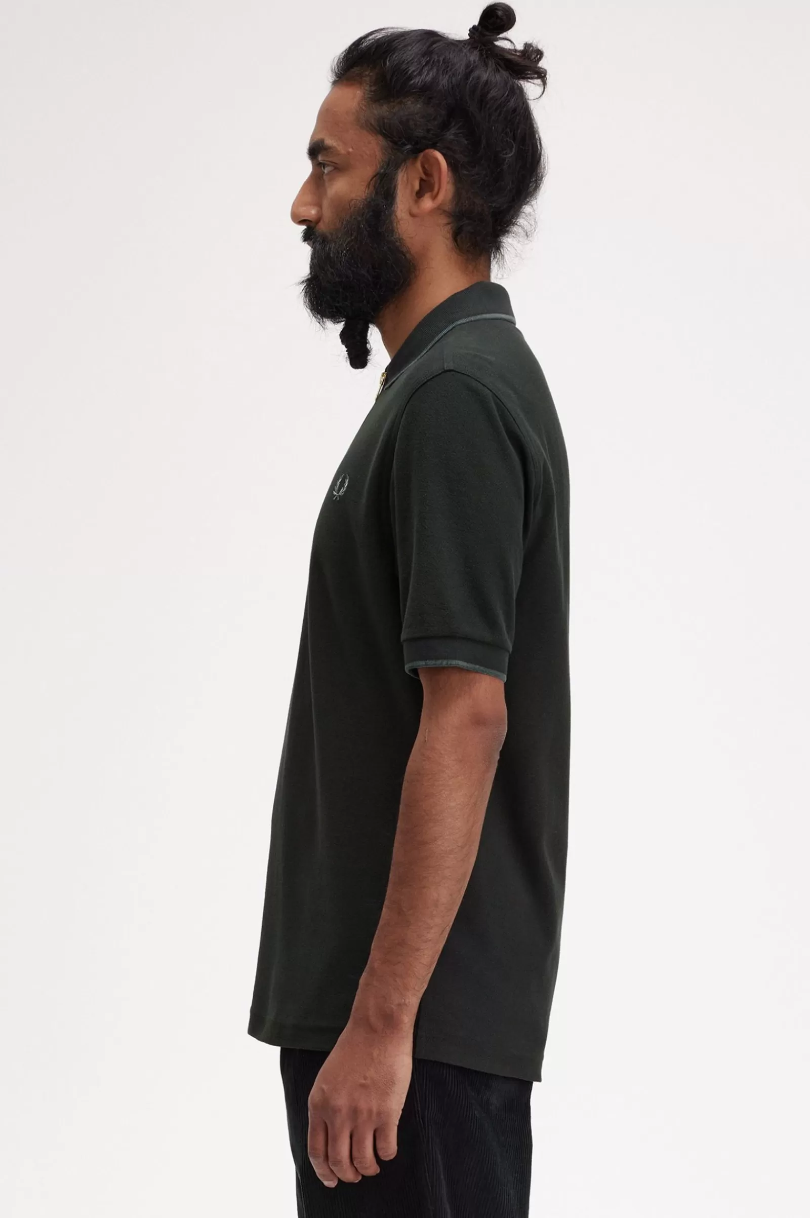 Outlet Crepe Piqué Zip Neck Polo Shirt Polo Shirts
