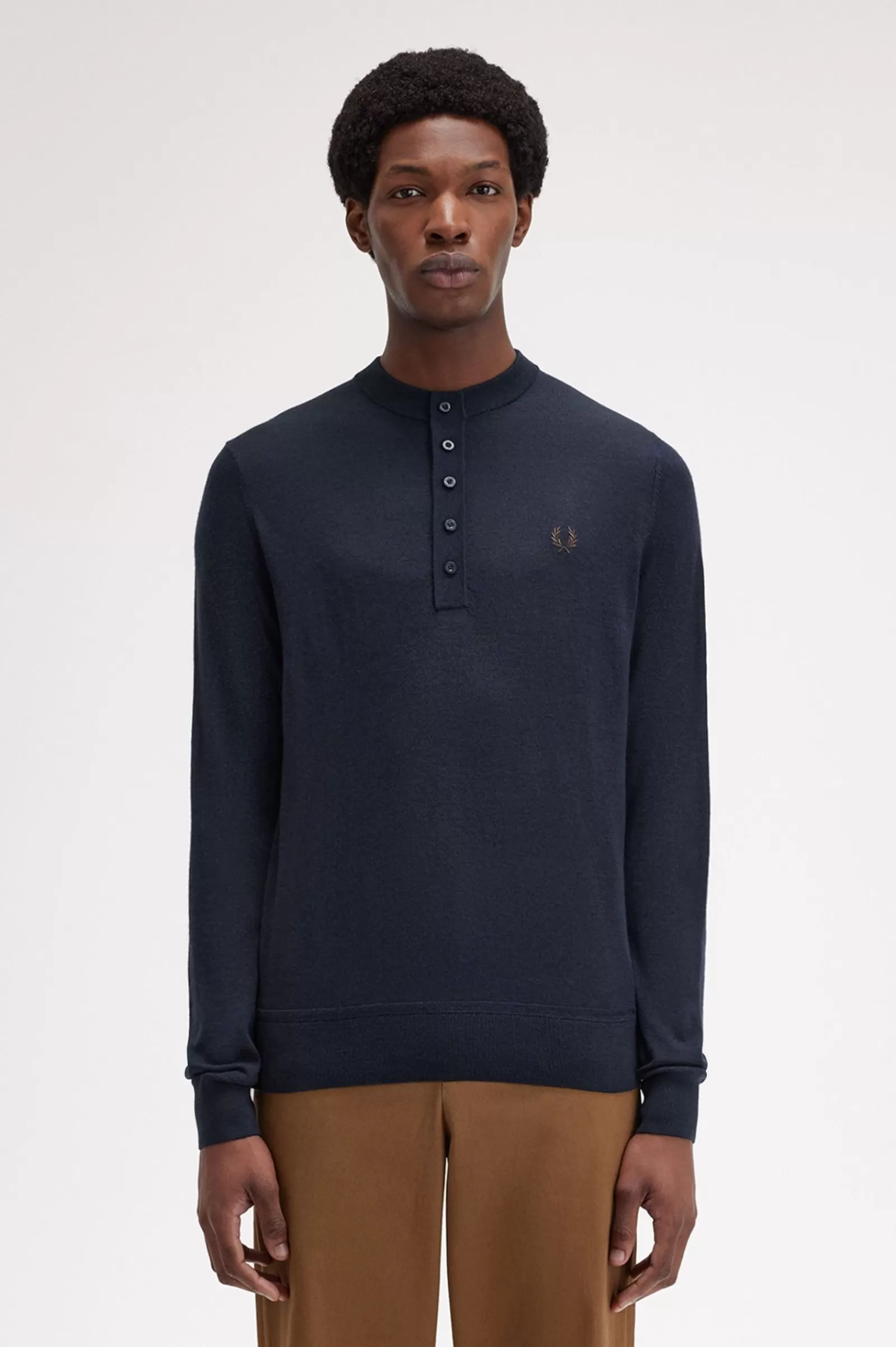 Cheap Fine Knit Long Sleeve Henley Shirt Knitwear