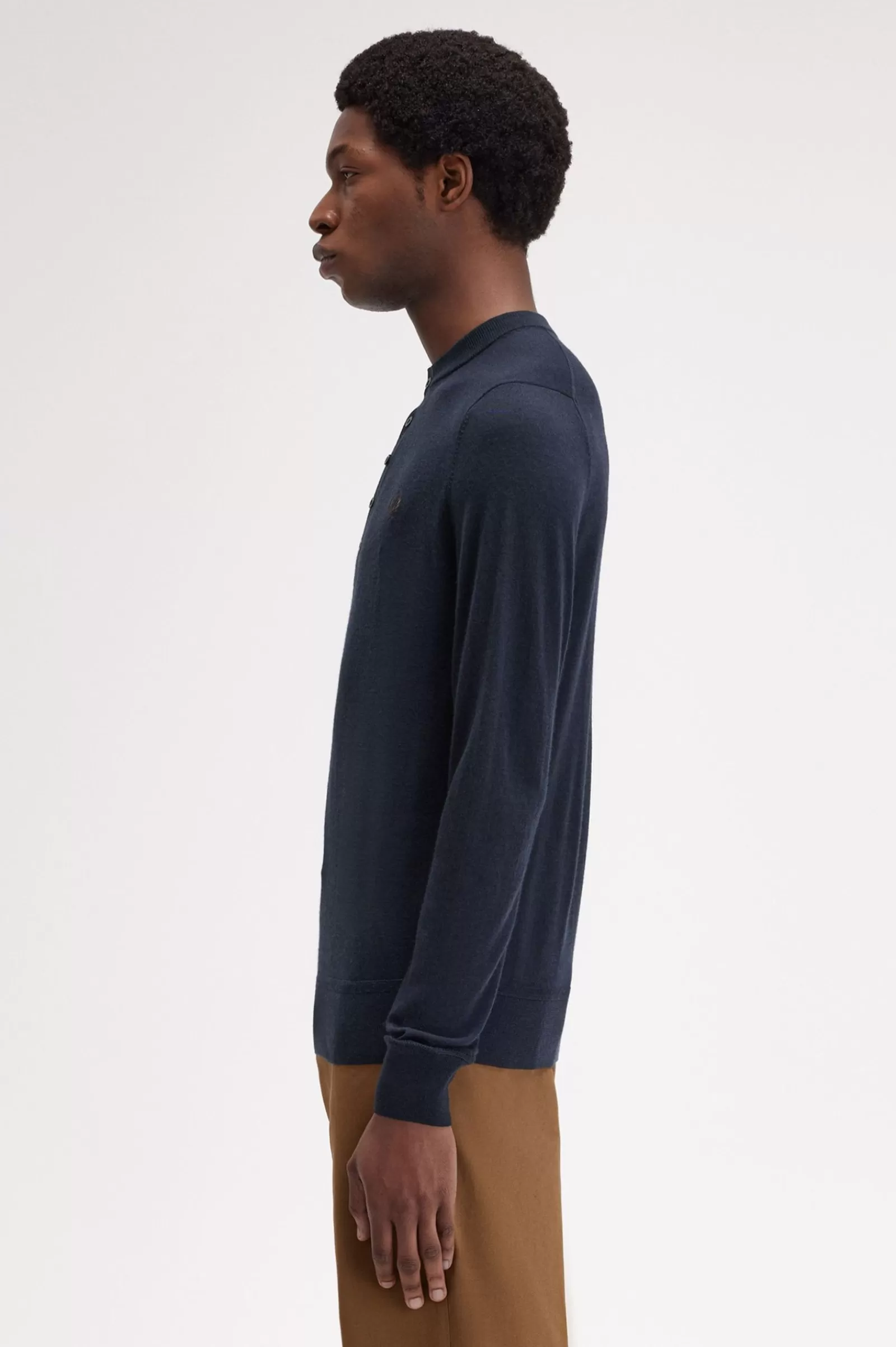 Cheap Fine Knit Long Sleeve Henley Shirt Knitwear