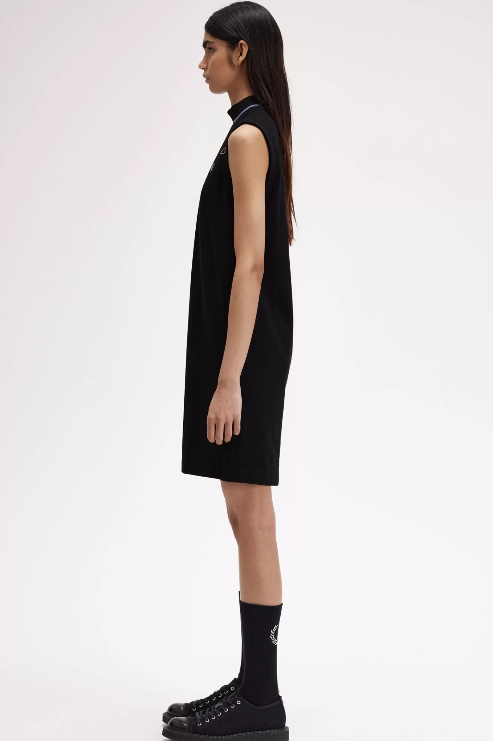 Store Metallic Tipped Mock Neck Dress Women Dresses