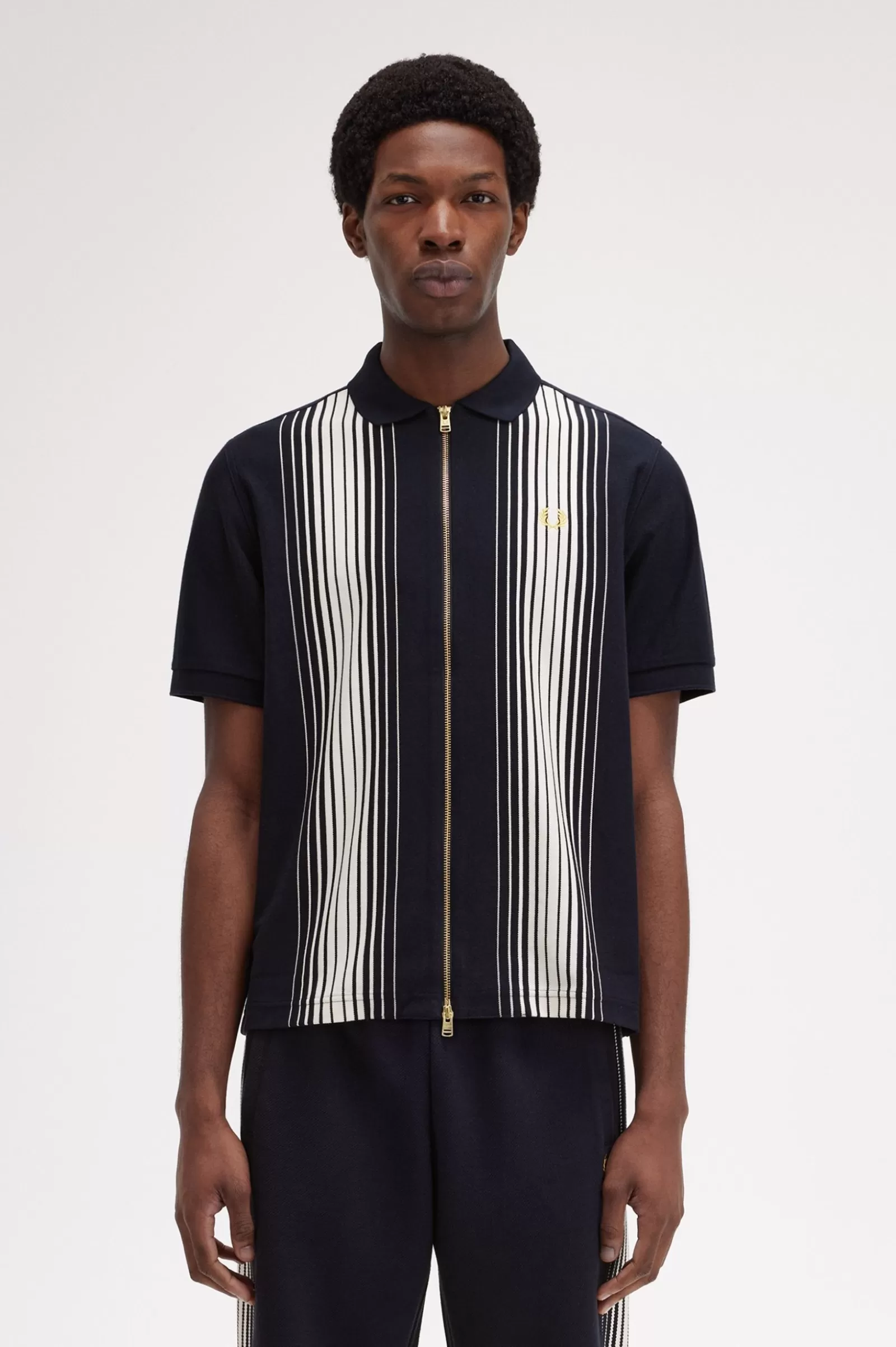Best Sale Ombre Stripe Zip Through Polo Shirt Polo Shirts