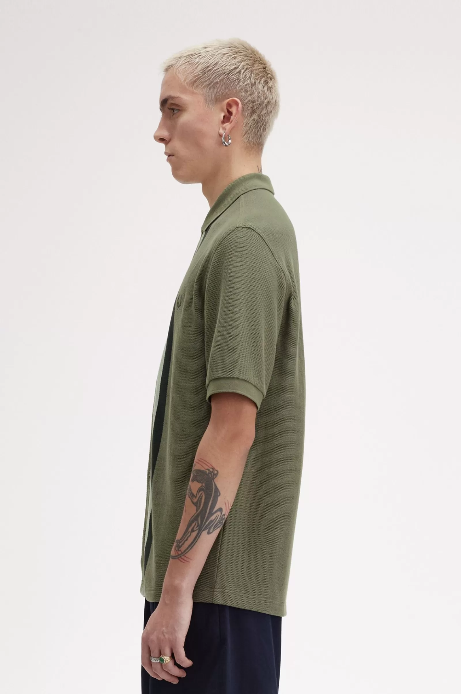 Outlet Panelled Button Through Polo Shirt Polo Shirts