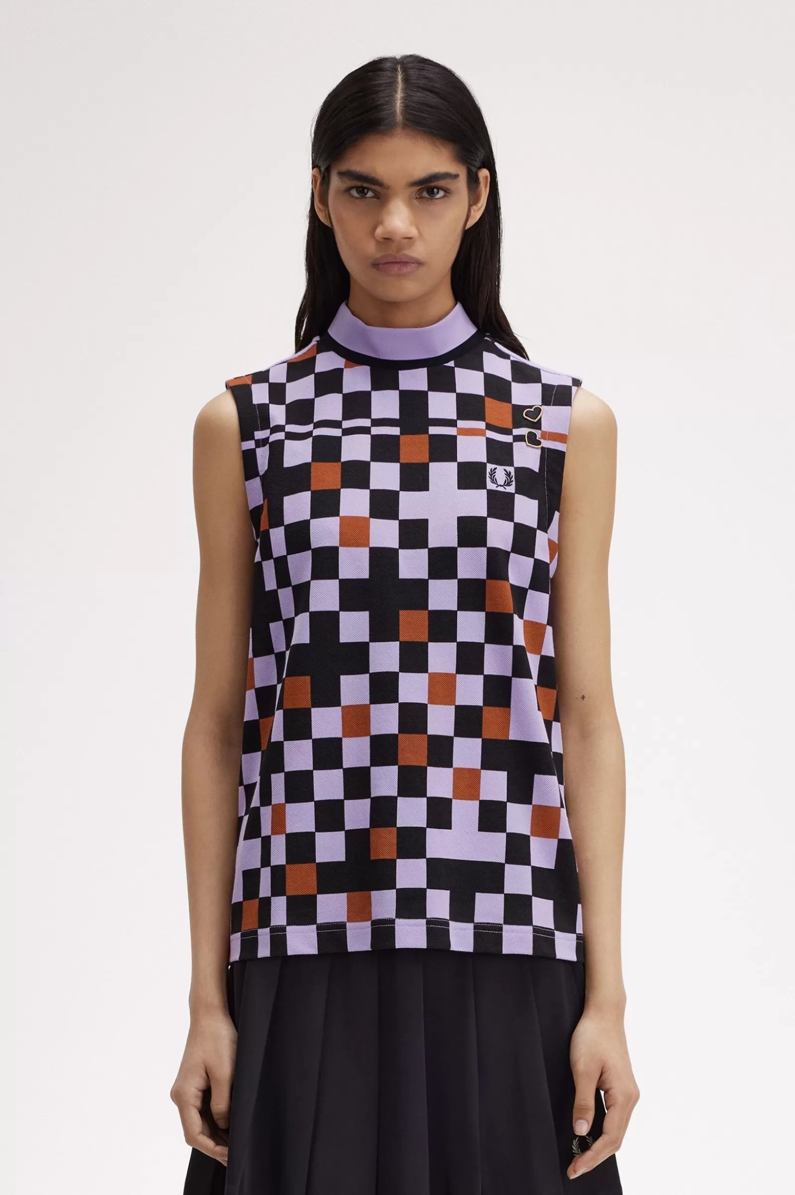 Shop Printed Piqué Mock Neck Top Women T-Shirts & Tops