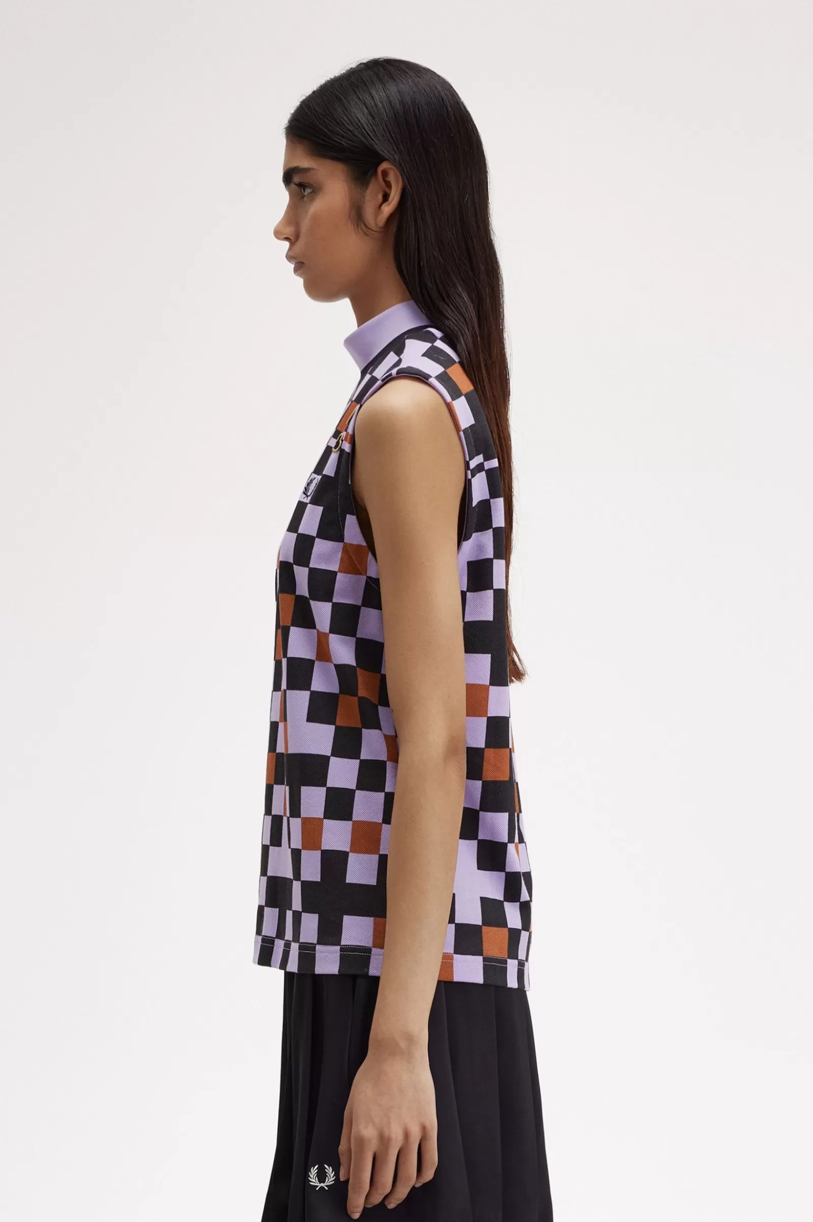 Shop Printed Piqué Mock Neck Top Women T-Shirts & Tops