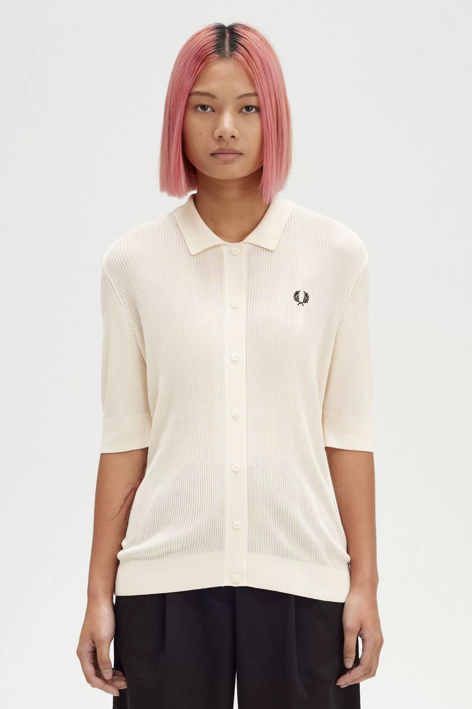 Cheap Ribbed Knitted Shirt Women Knitwear