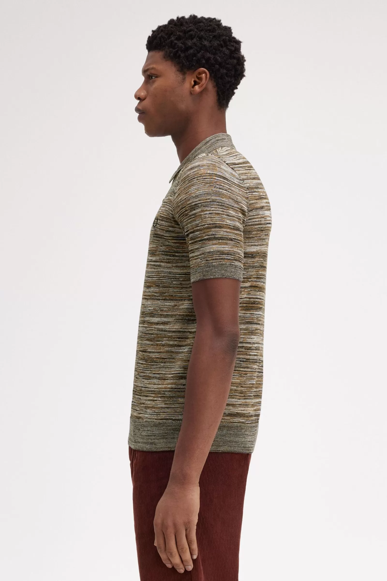 Cheap Space Dye Knitted Shirt Knitwear