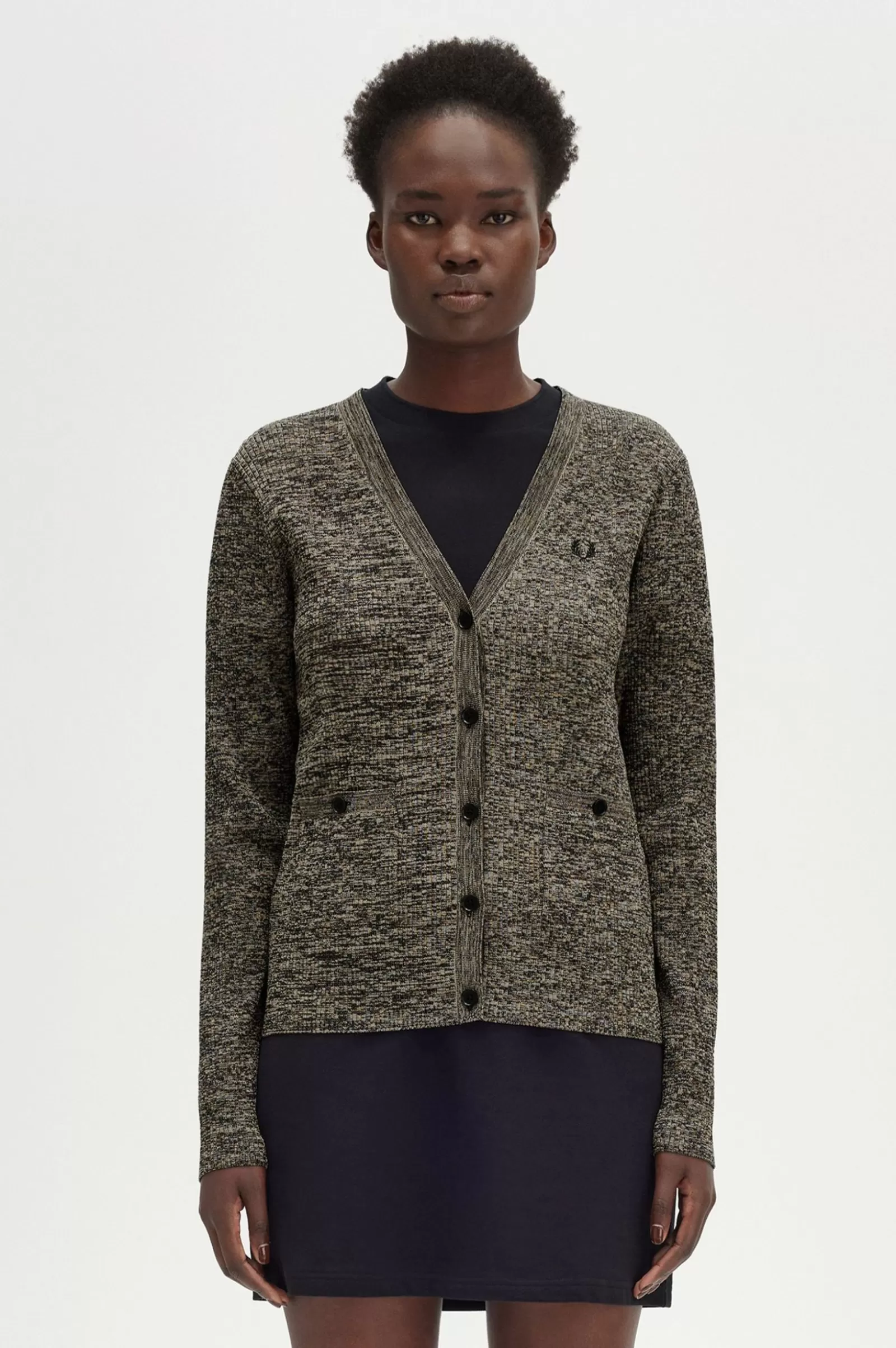 Best Sale Space Dye Ribbed Cardigan Women Knitwear