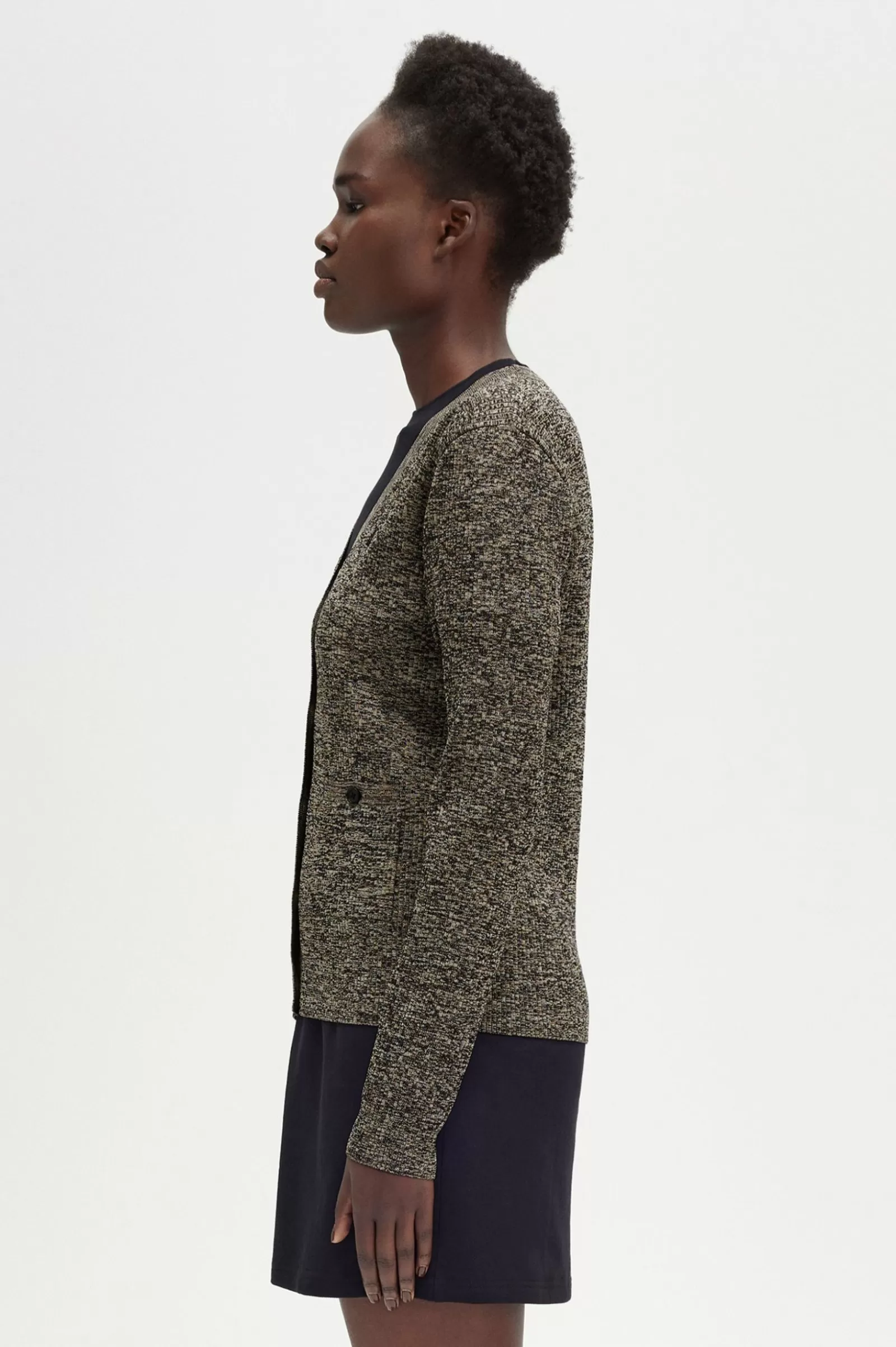 Best Sale Space Dye Ribbed Cardigan Women Knitwear