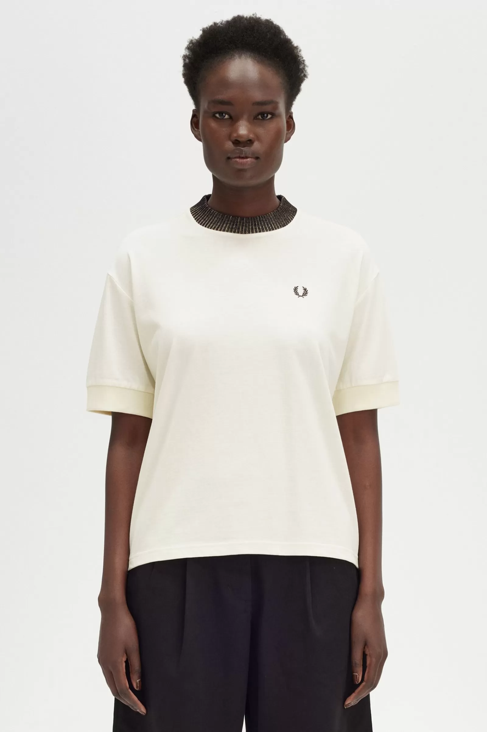 Clearance Space Dye Trim T-Shirt Women T-Shirts & Tops