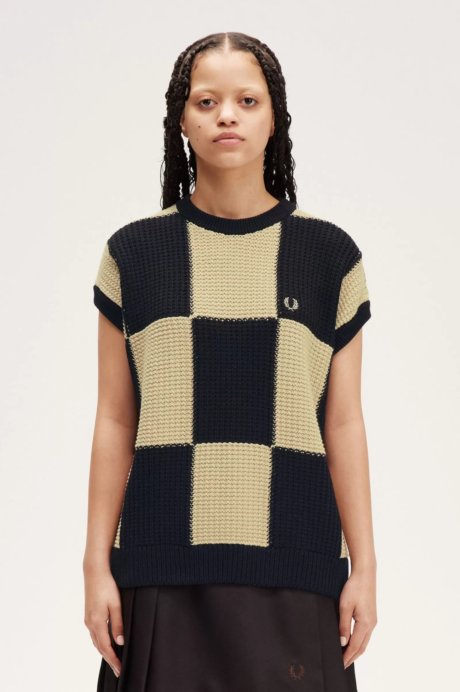 Best Textured Chequerboard Tank Women Knitwear