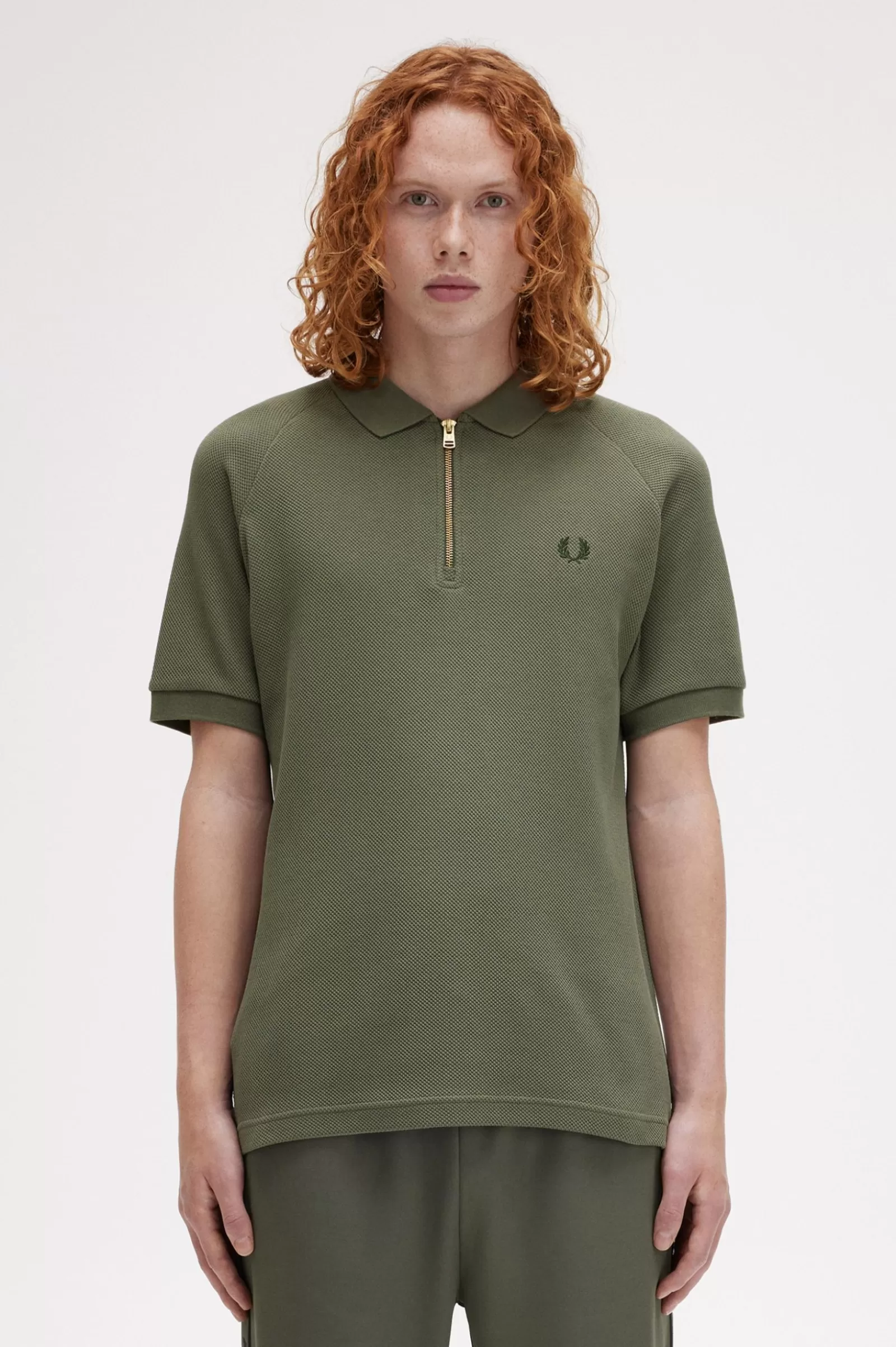 Fashion Textured Zip Neck Polo Shirt Polo Shirts