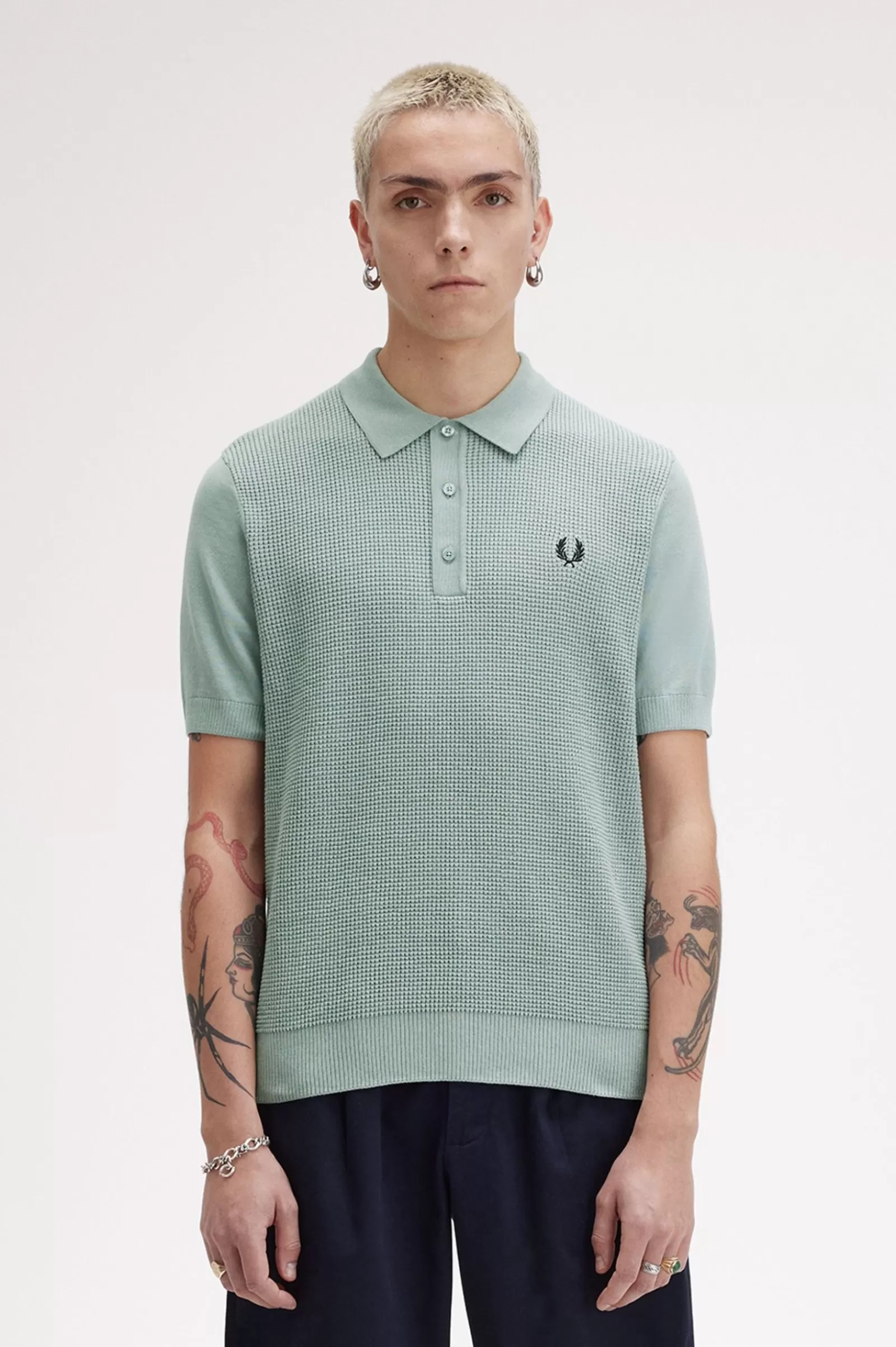 Clearance Waffle Stitch Knitted Shirt Knitwear