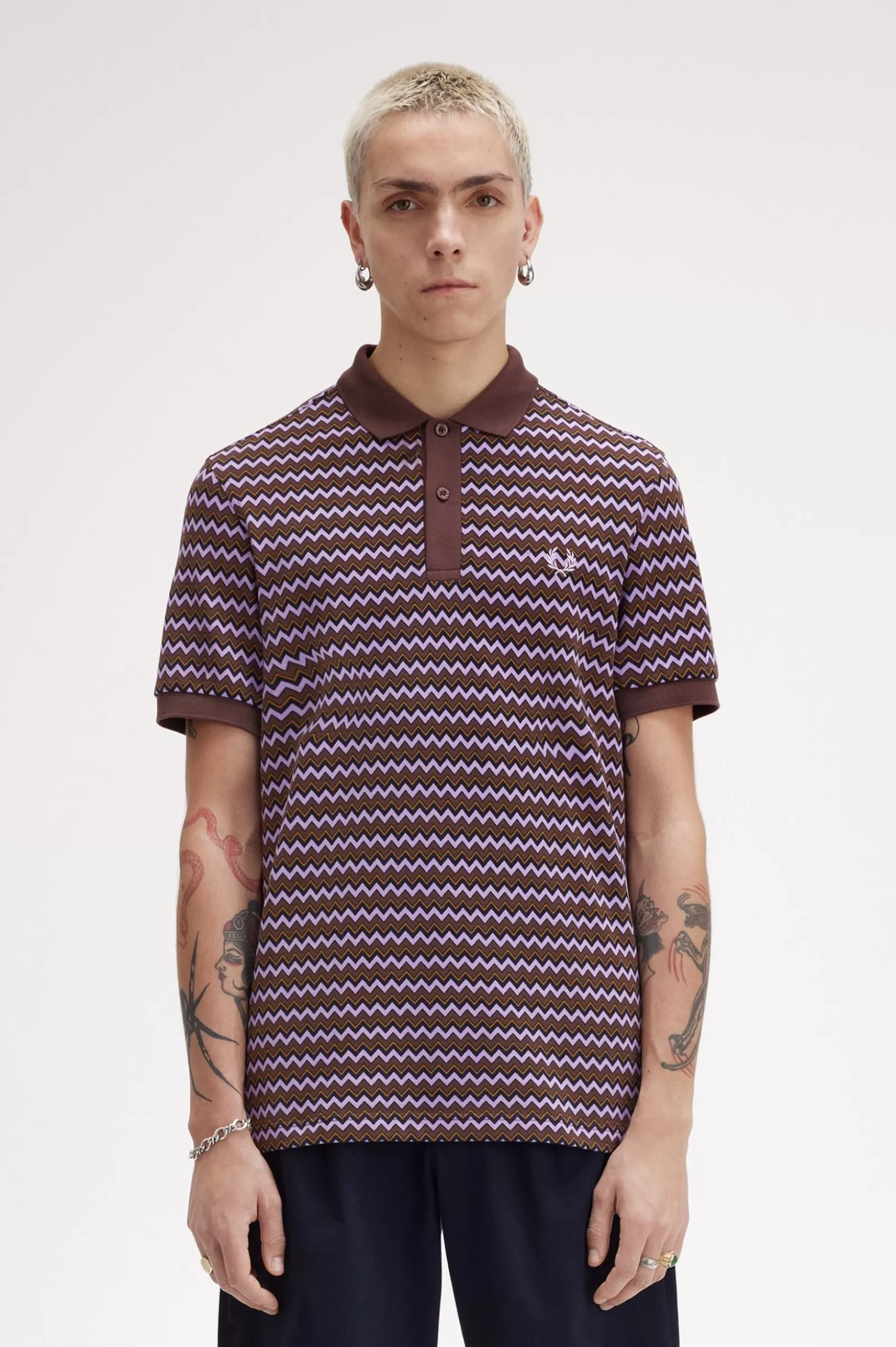 Shop Zig Zag Print Shirt Polo Shirts