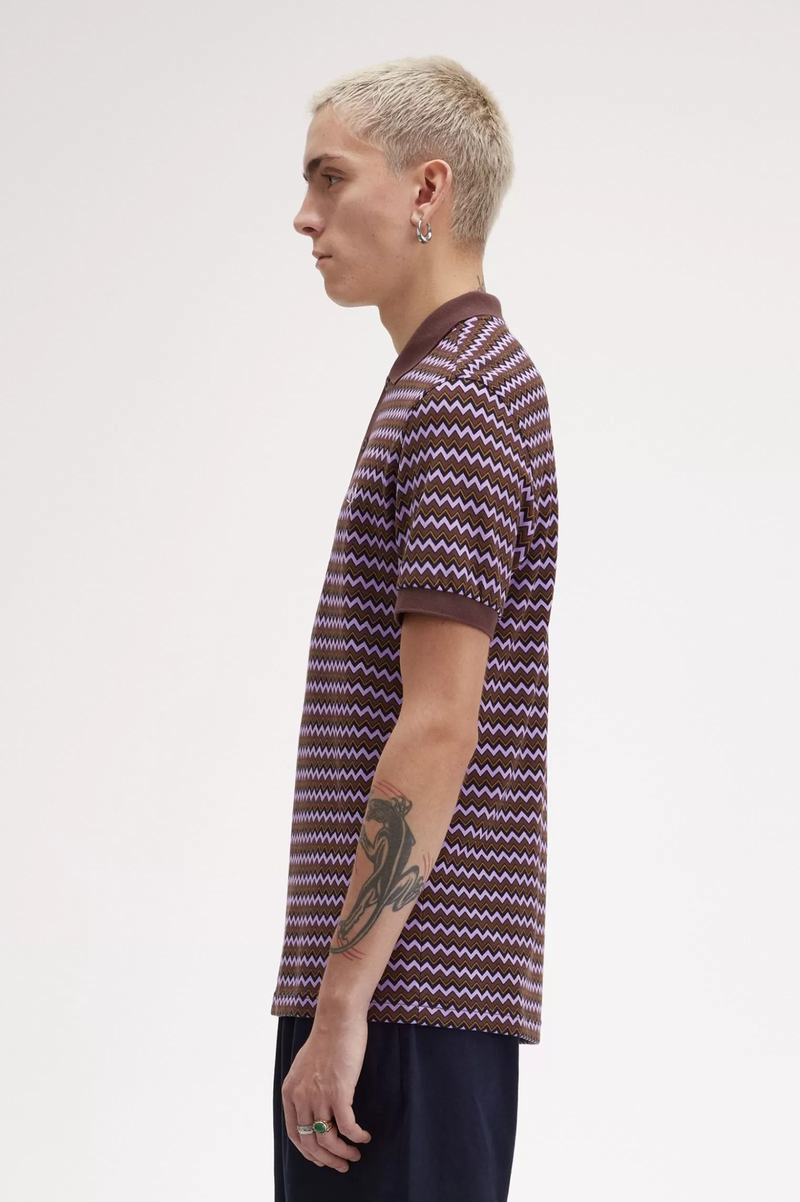 Shop Zig Zag Print Shirt Polo Shirts